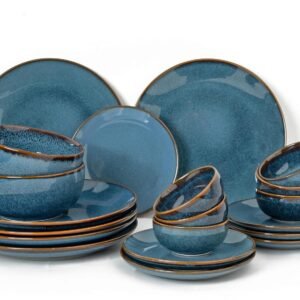 Handcrafted Stoneware Reactive Glaze Ceramic Dinner Set, 20 Pieces