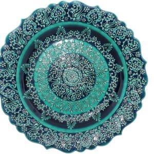 Royal Firuze Handmade Turkish Ceramic Plate, Wall Hanging (30x30x4cm)